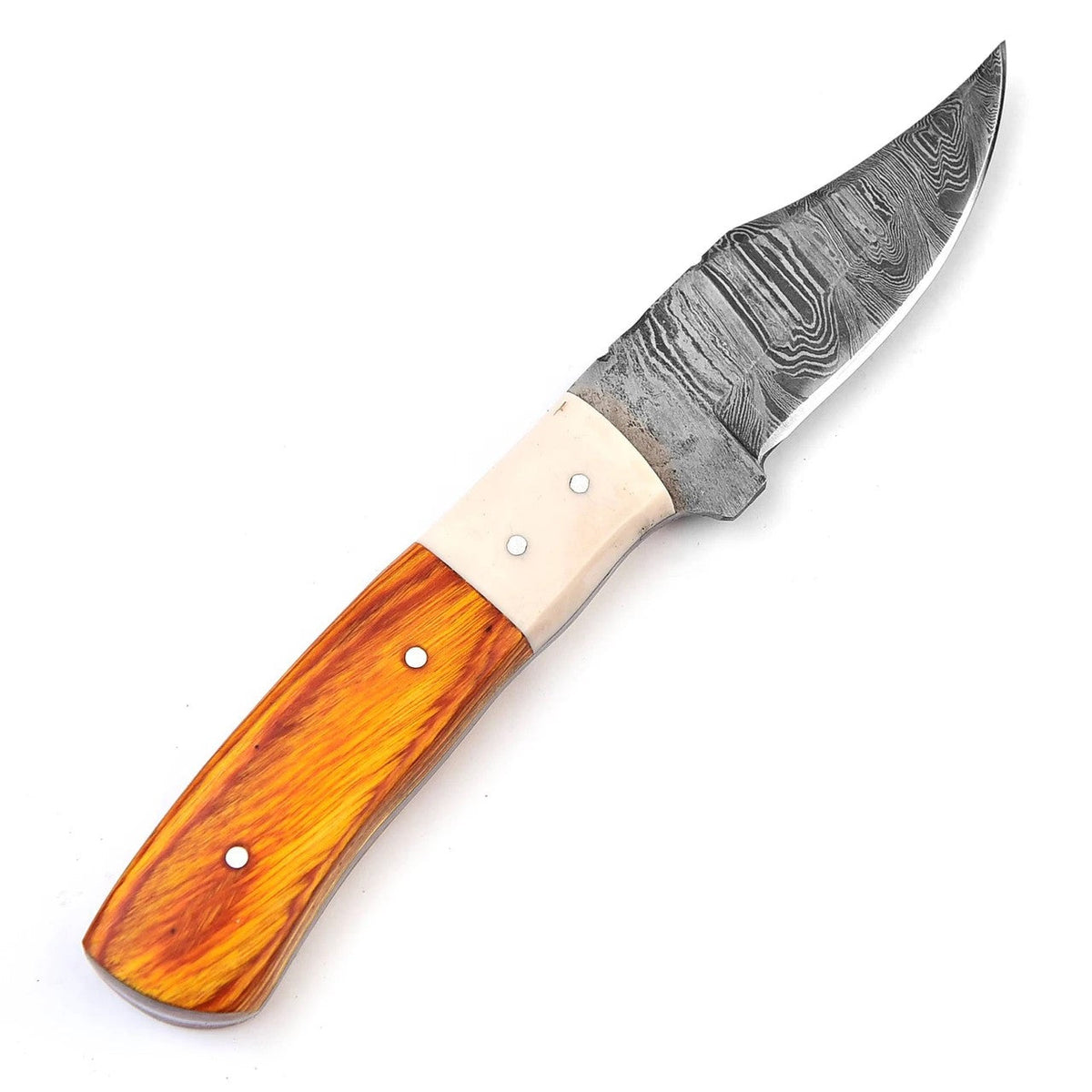 Bone Skinner Damascus Hunting Knife Pakkawood Camel Bone Handle