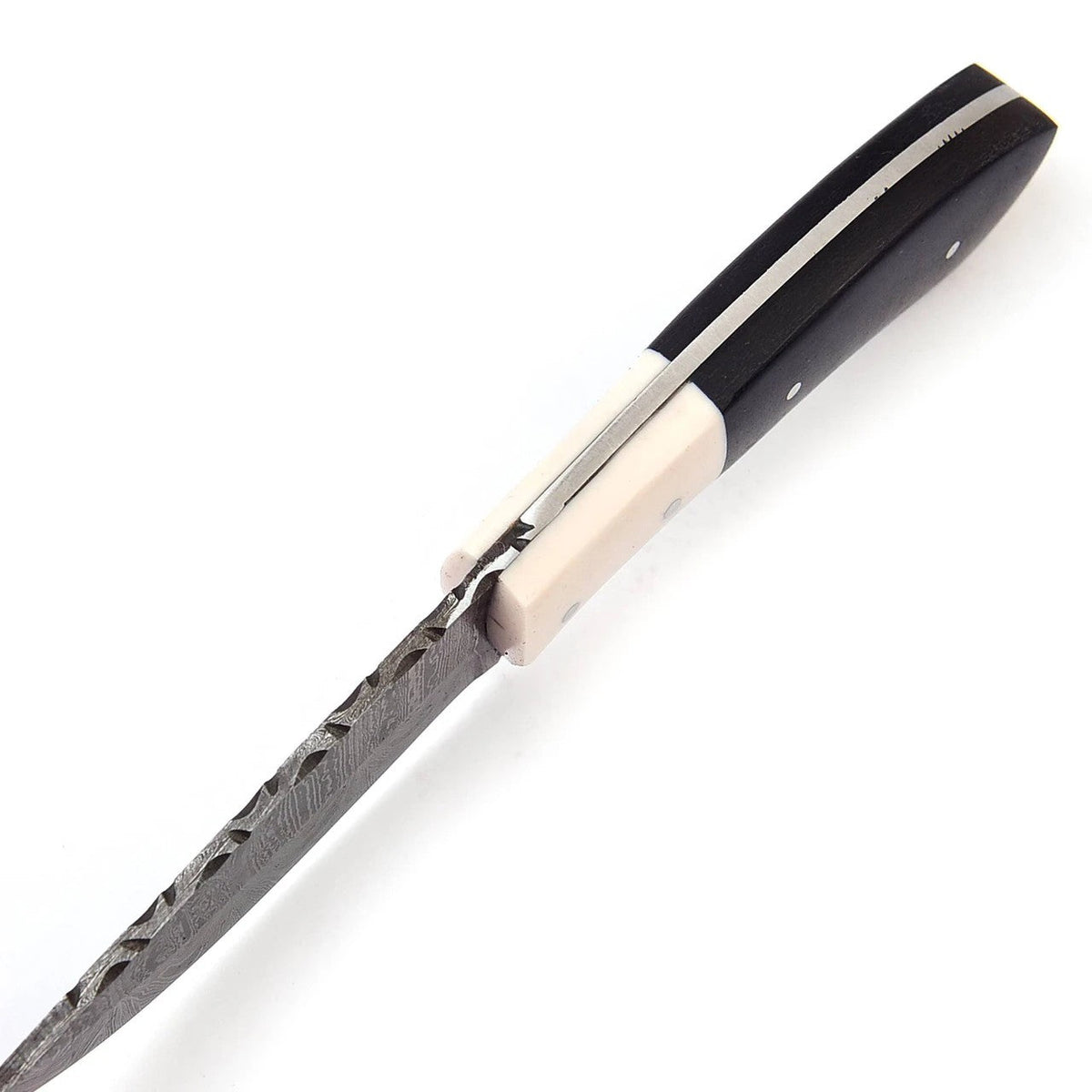 Waning Moon Damascus Hunting Knife Micarta Camel Bone 4"