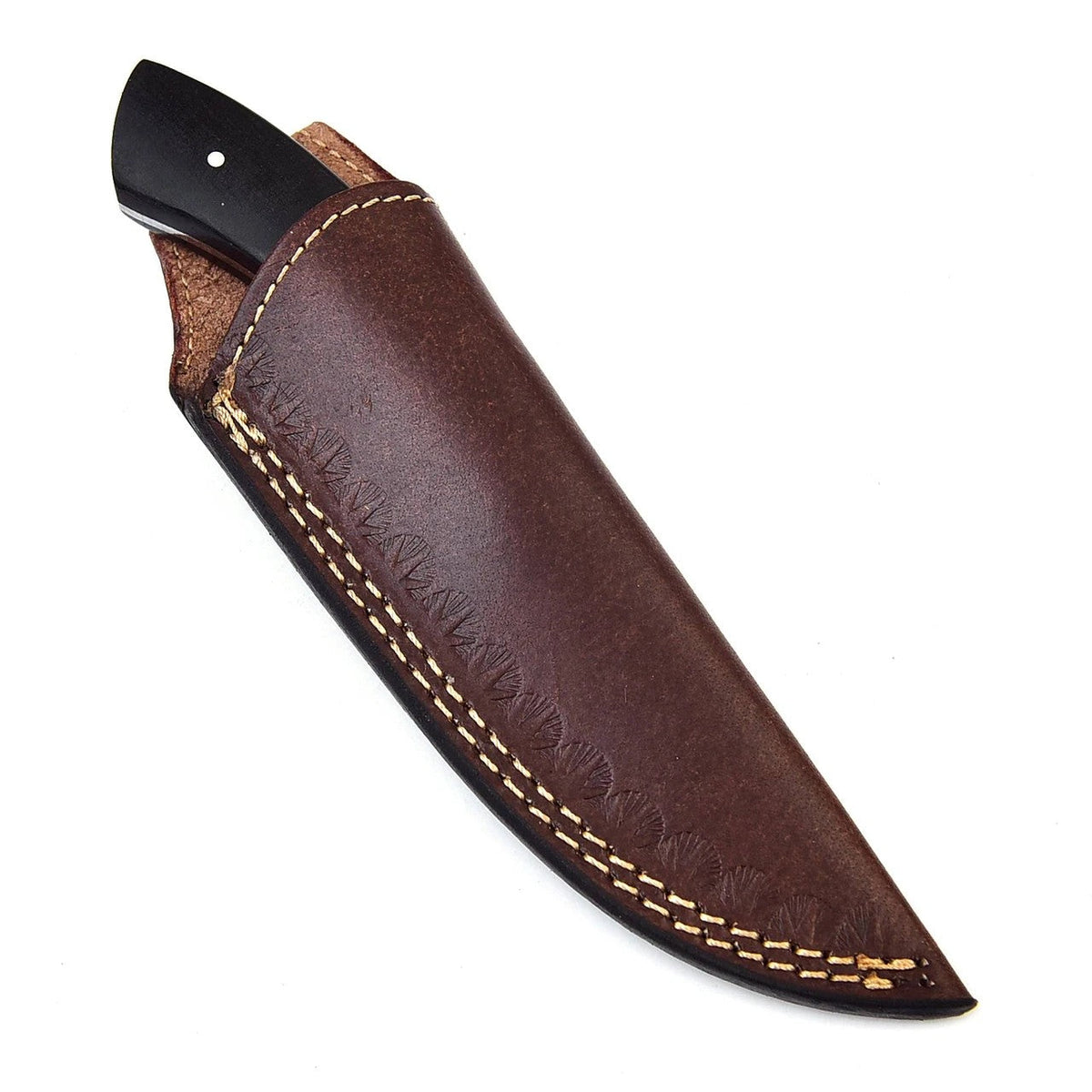 Waning Moon Damascus Hunting Knife Micarta Camel Bone 4"