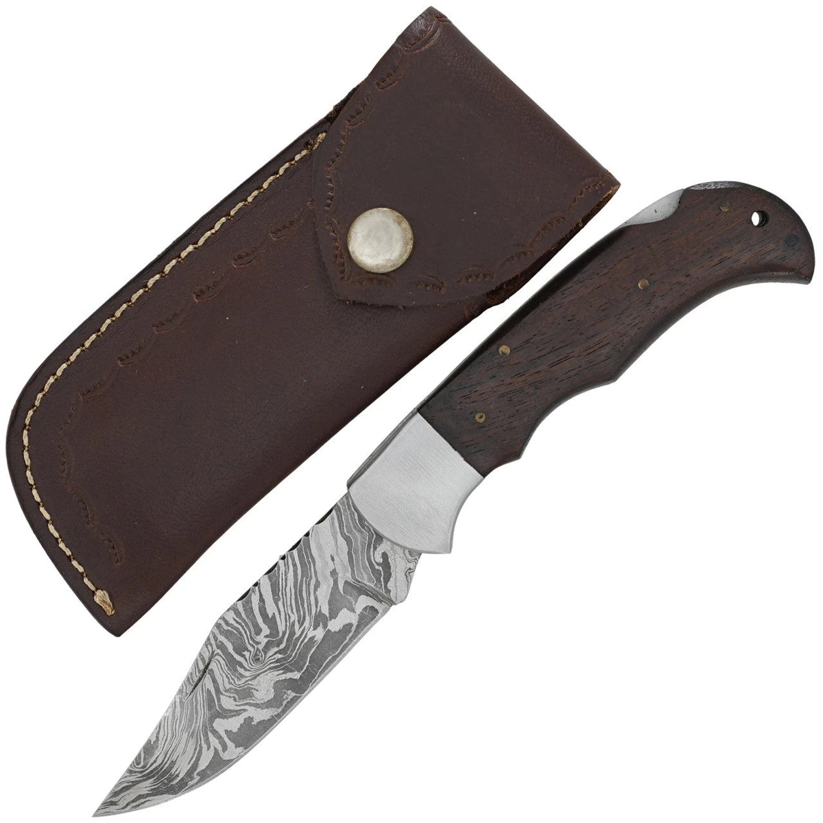 Marshal's Law Damascus Slipjoint Pocket Knife 8″