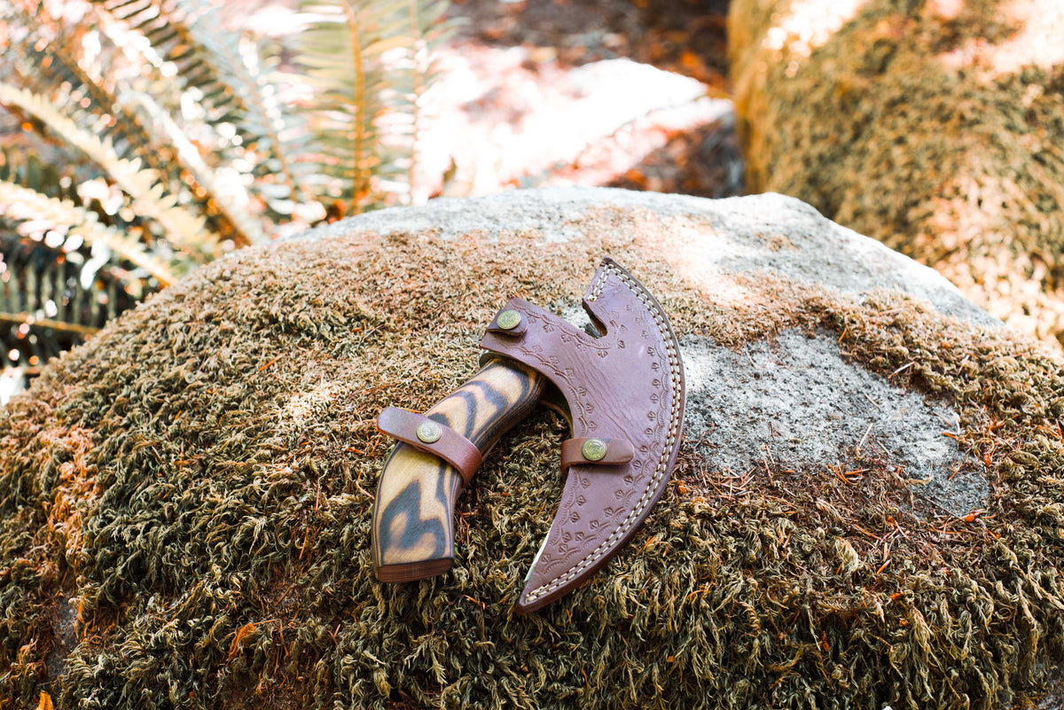 Viking Pizza Cutter Axe Ash Wood Handle