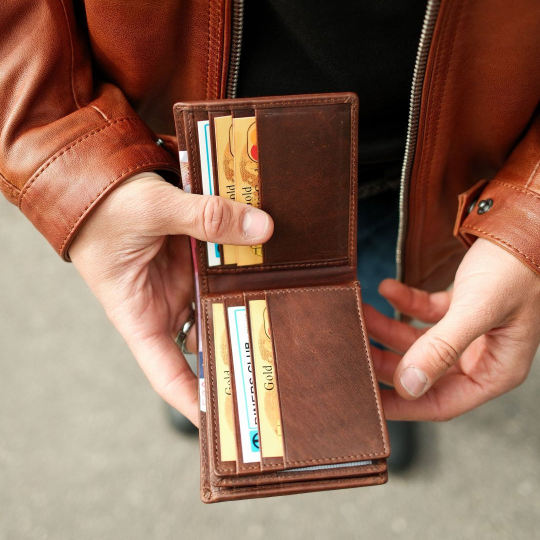 Men’s Genuine Leather Bifold Wallet. High Capacity 12 Card Slot Organizer