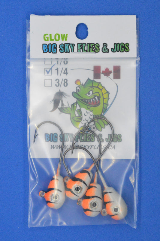 🍁Big Sky Deluxe KnockOut 1/4oz Glow Jigs 4/pack