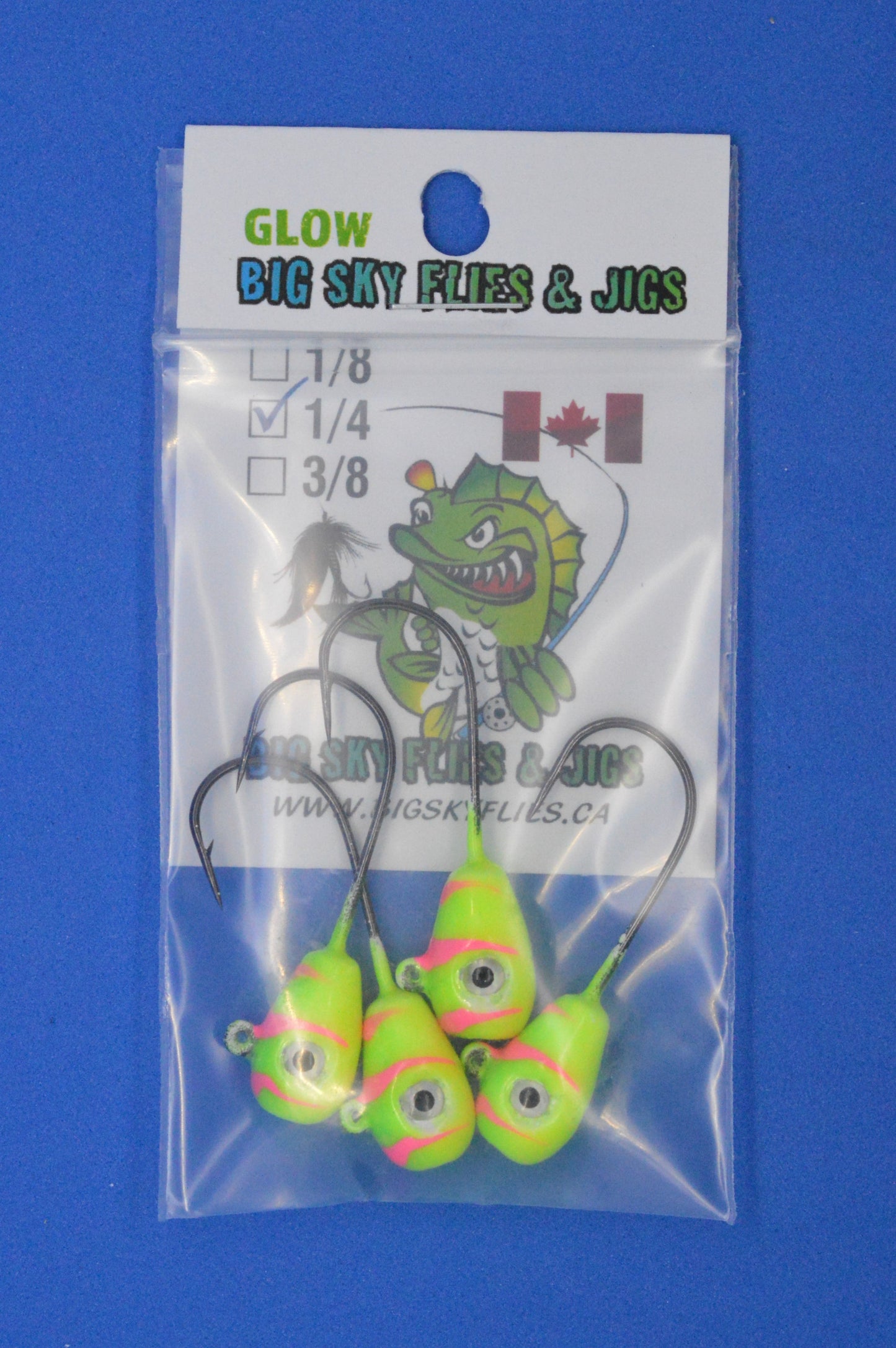 🍁Big Sky Deluxe KnockOut 1/4oz Glow Jigs 4/pack
