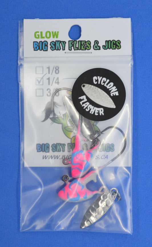 🍁Big Sky Deluxe Cyclone Glow Jigs 3/8oz 2/pack
