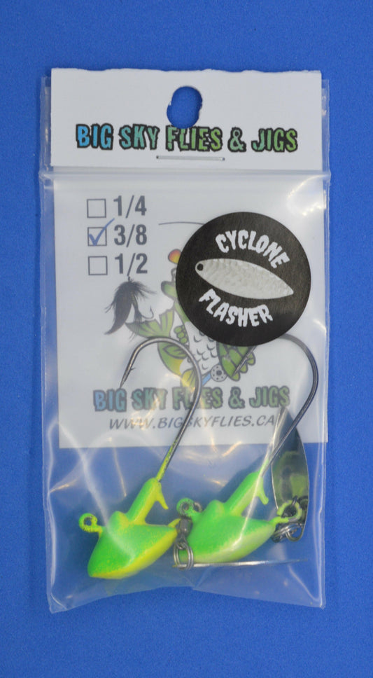 🍁Big Sky Cyclone Flasher Jigs 3/8oz 2/pack (Non-Glowing)