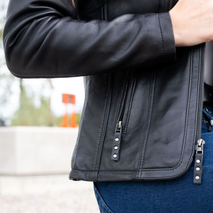 Women's Classic Sheepskin Leather Jacket with Removable Insulation