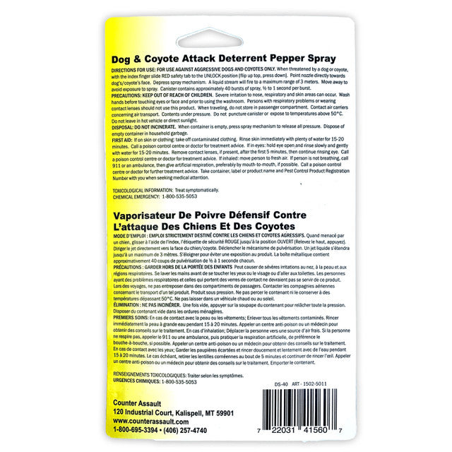 Counter Assault Dog & Coyote Deterrent Pepper Spray w/ Holster