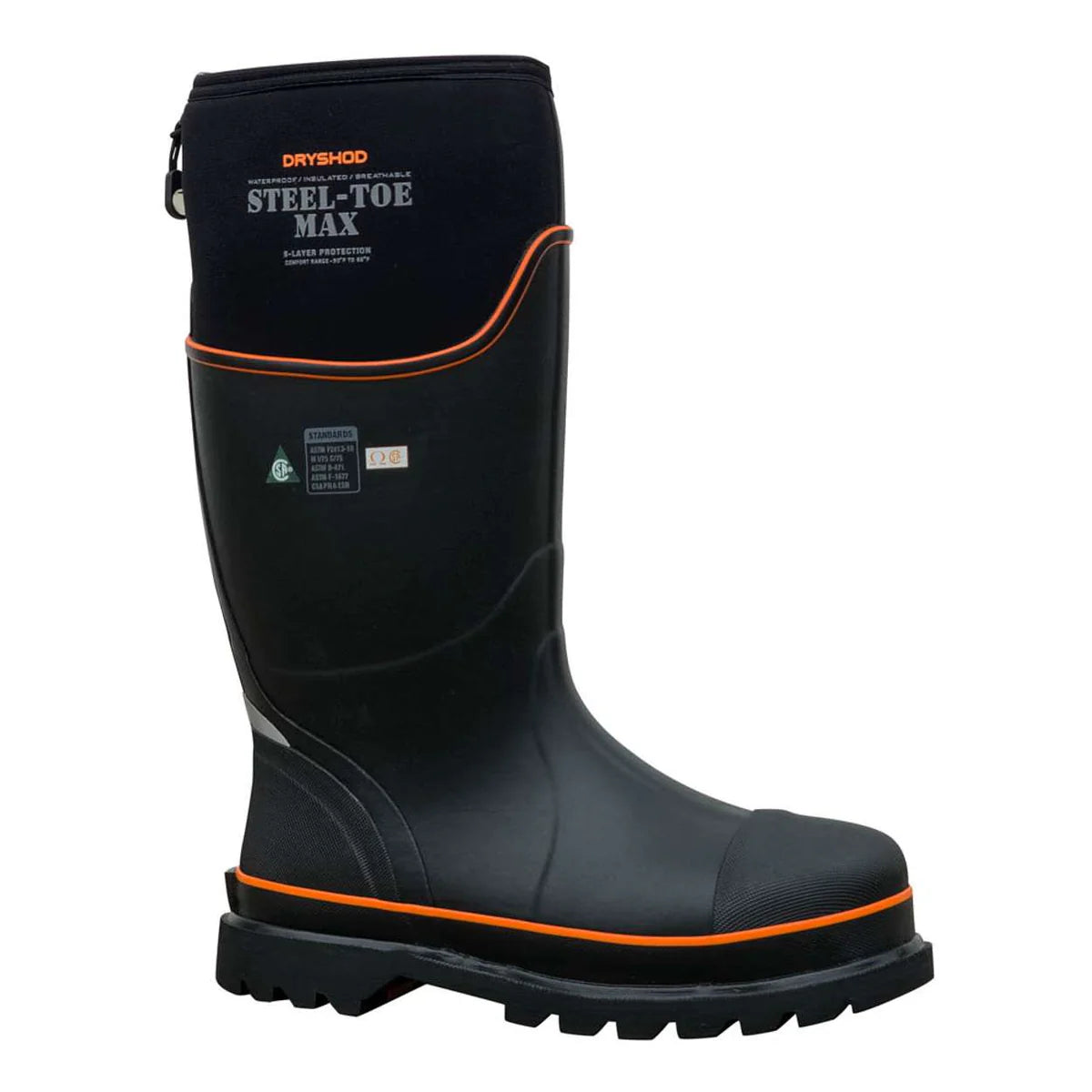 Dryshod Unisex Steel-Toe Max CSA High Black/Orange