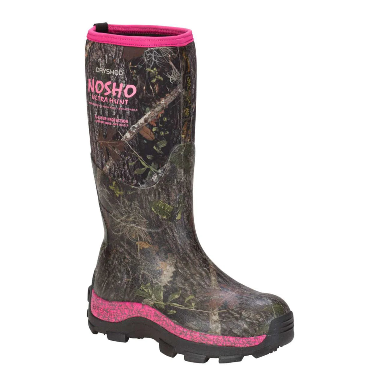 Dryshod Women's NoSho Ultra Hunt High Camo/Pink