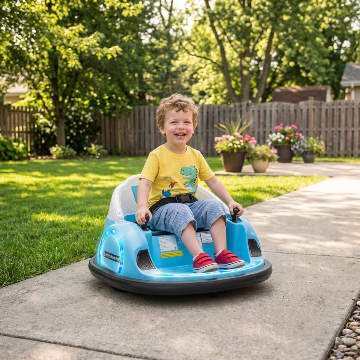 12V Bumper Car for Toddlers, Ride On Car with 360 Degree Remote Control, Lights Music Horn, for 1.5-5 Years, Light Blue