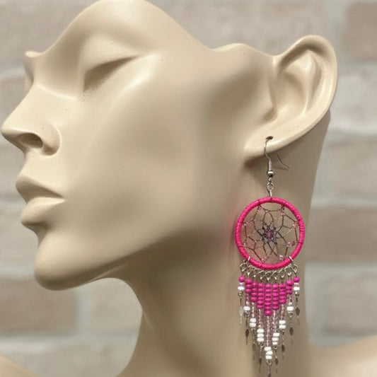 Pink/fuchia Dreamcatcher Dangles
