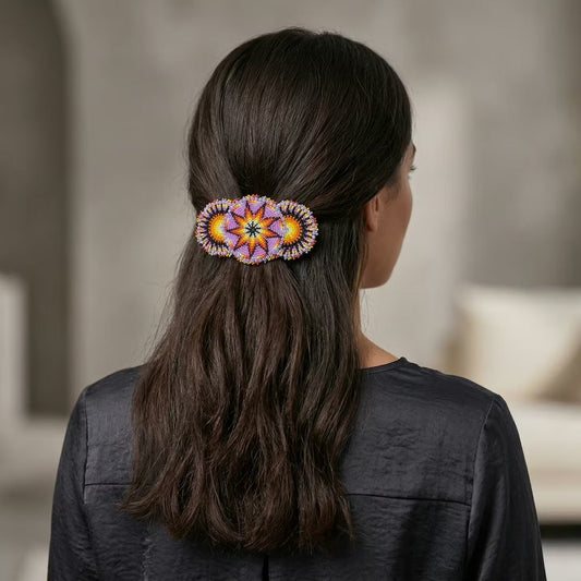 Pink Native American Beaded Barrettes