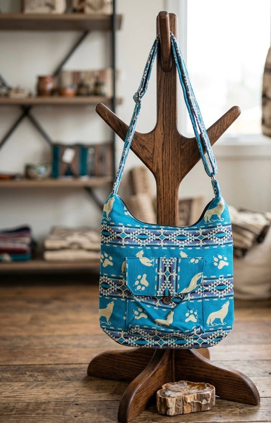 OLDTRIBES™ white Howling  Wolf Crossbody Bag