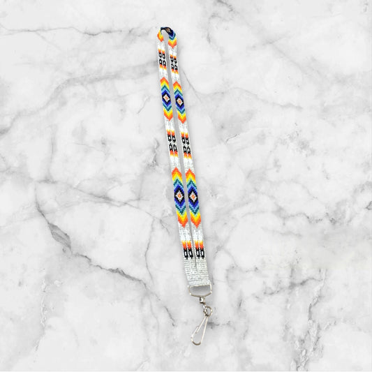 Silver blue Native Beaded Lanyard