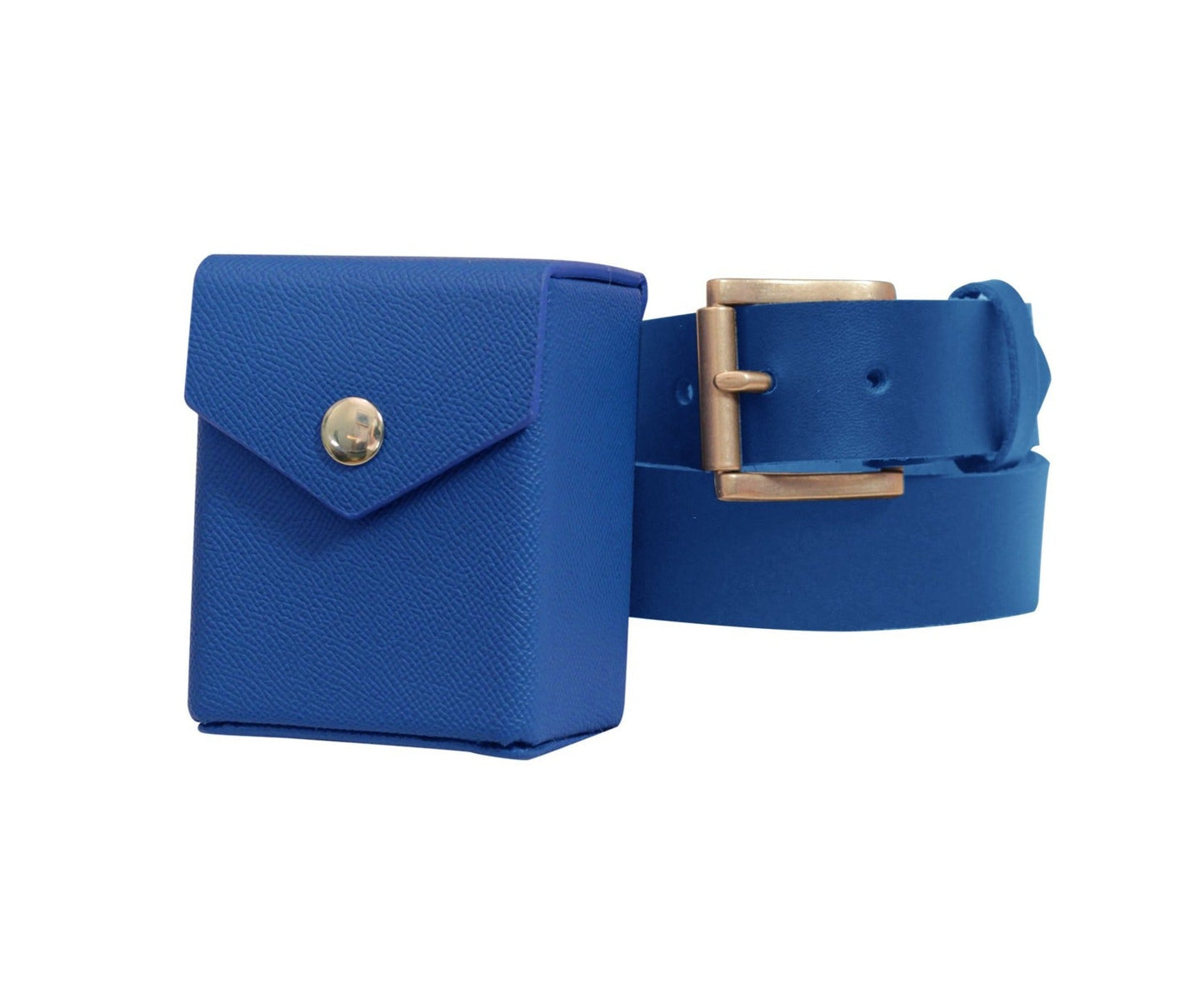 Blue - Hard Shell - Textured Leather - Deck Box - With Belt Loop