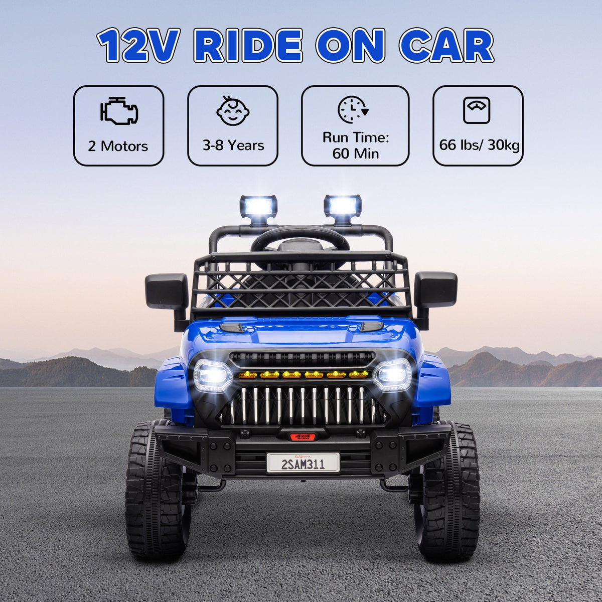 12V Ride on Truck, Electric Car for Kids with Remote Control, Suspension, 3 Speeds, USB Music Headlights, Black