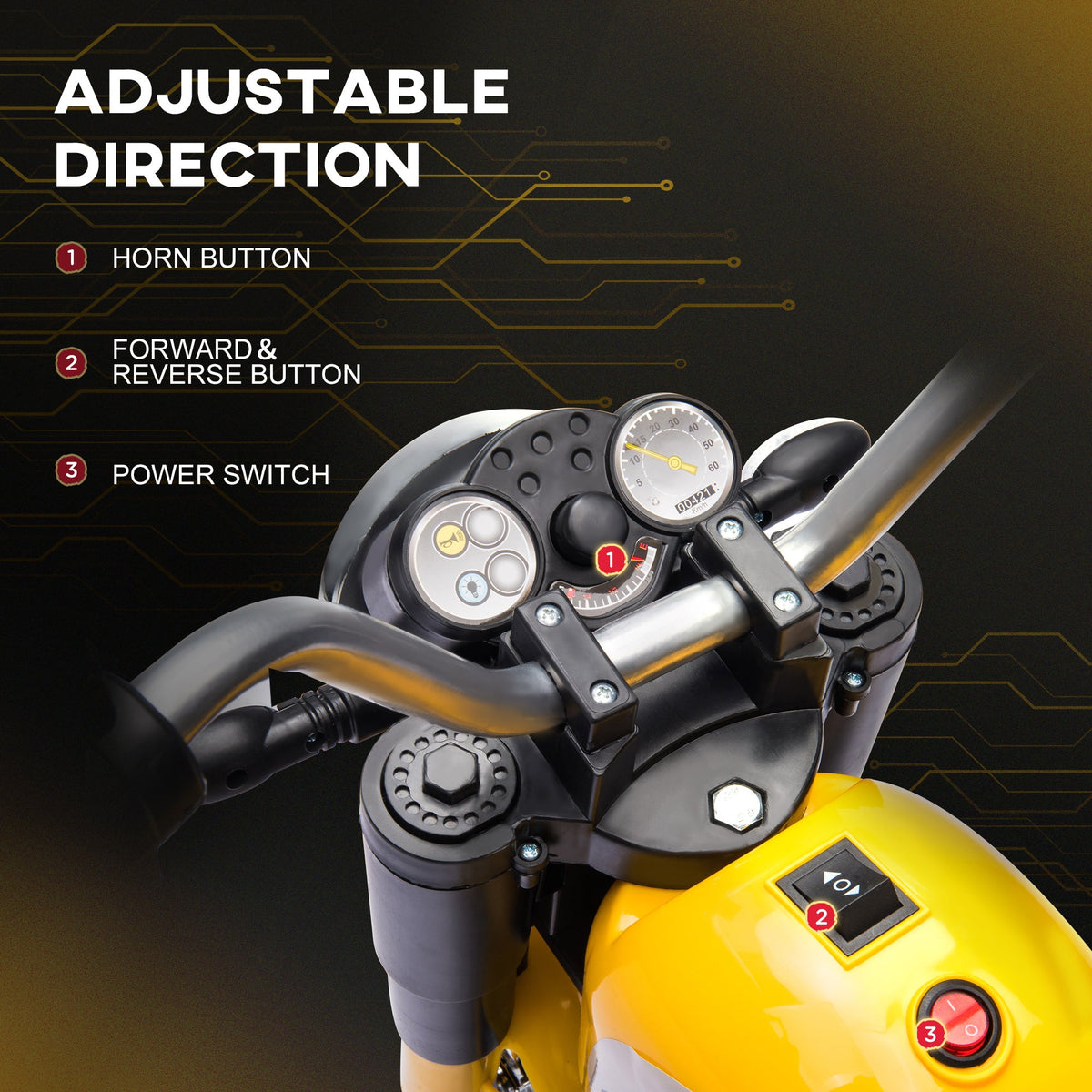 Kids Electric Motorcycle 6V Battery Powered Ride-On Dirt Bike 3-Wheels Motorbike with Horn Headlights Realistic Sounds 1.24mph Speed for Girls Boy 18 - 36 Months Red