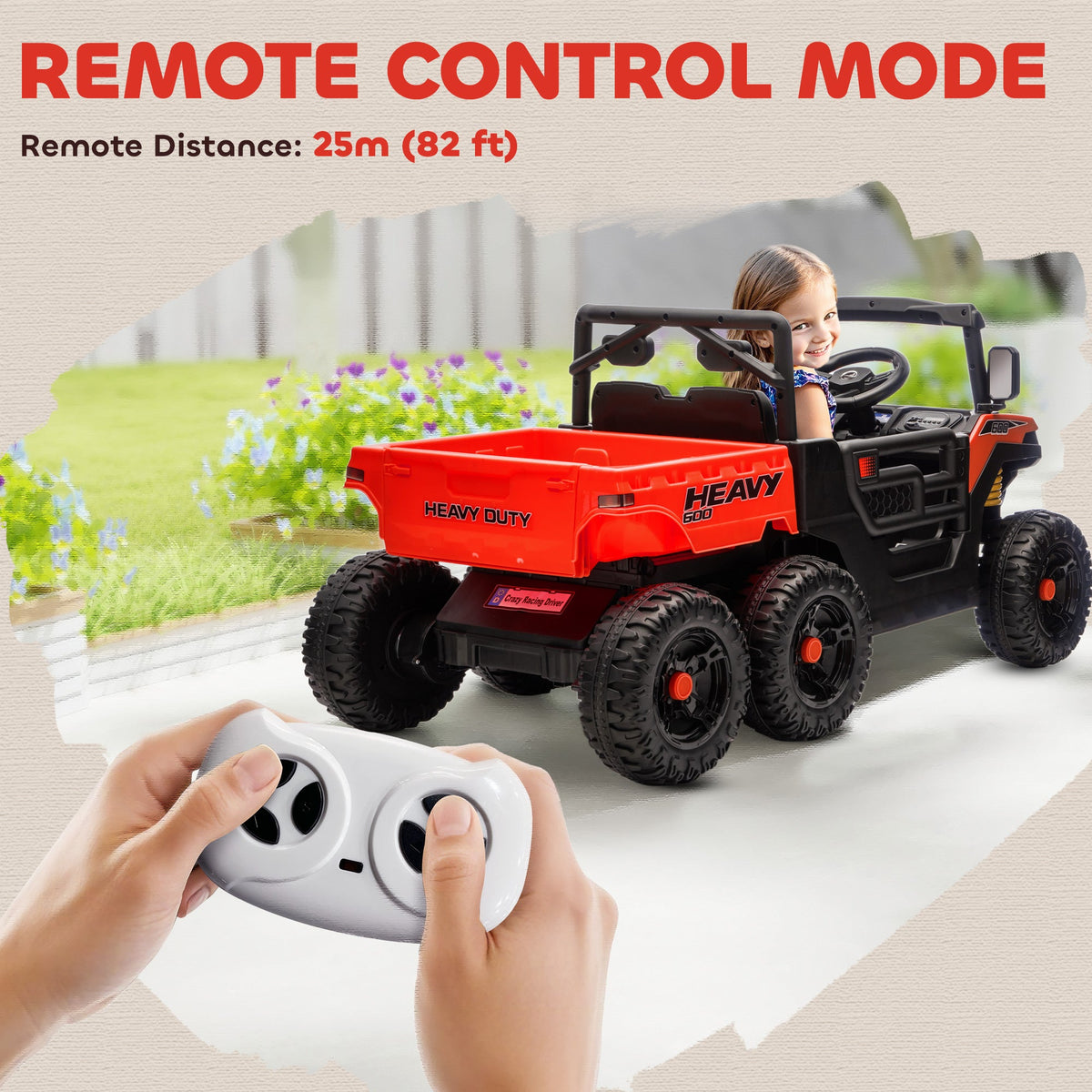24V 4WD Kids Ride On Truck with 6 Wheels Electric Ride On Car with Remote, Dump Bed for 3-8 Years, Green
