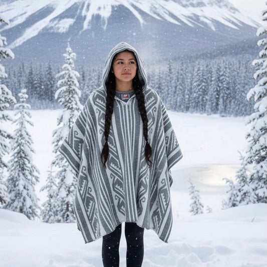 Grey Pure Llama wool Ponchos