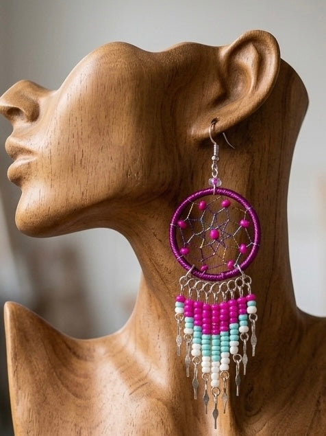 Magenta /celeste Dreamcatcher Dangles