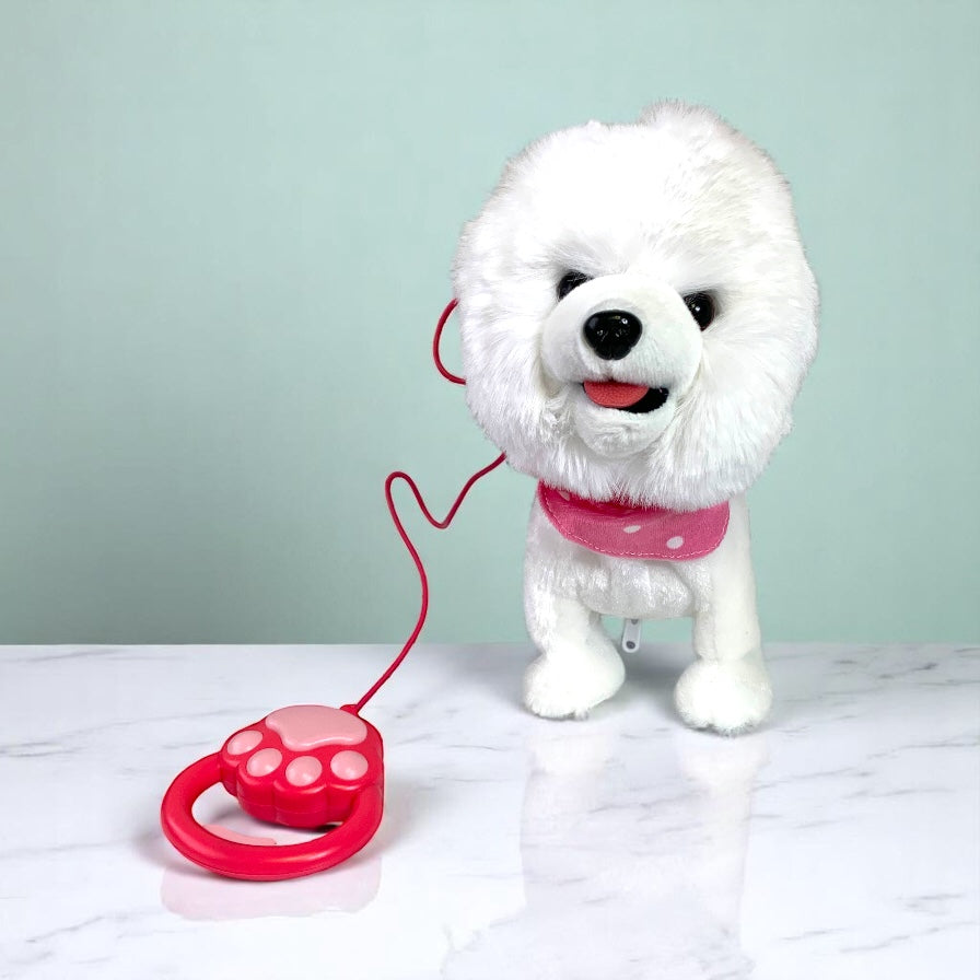 Large Interactive Electric White Walking Dog Plush Toy