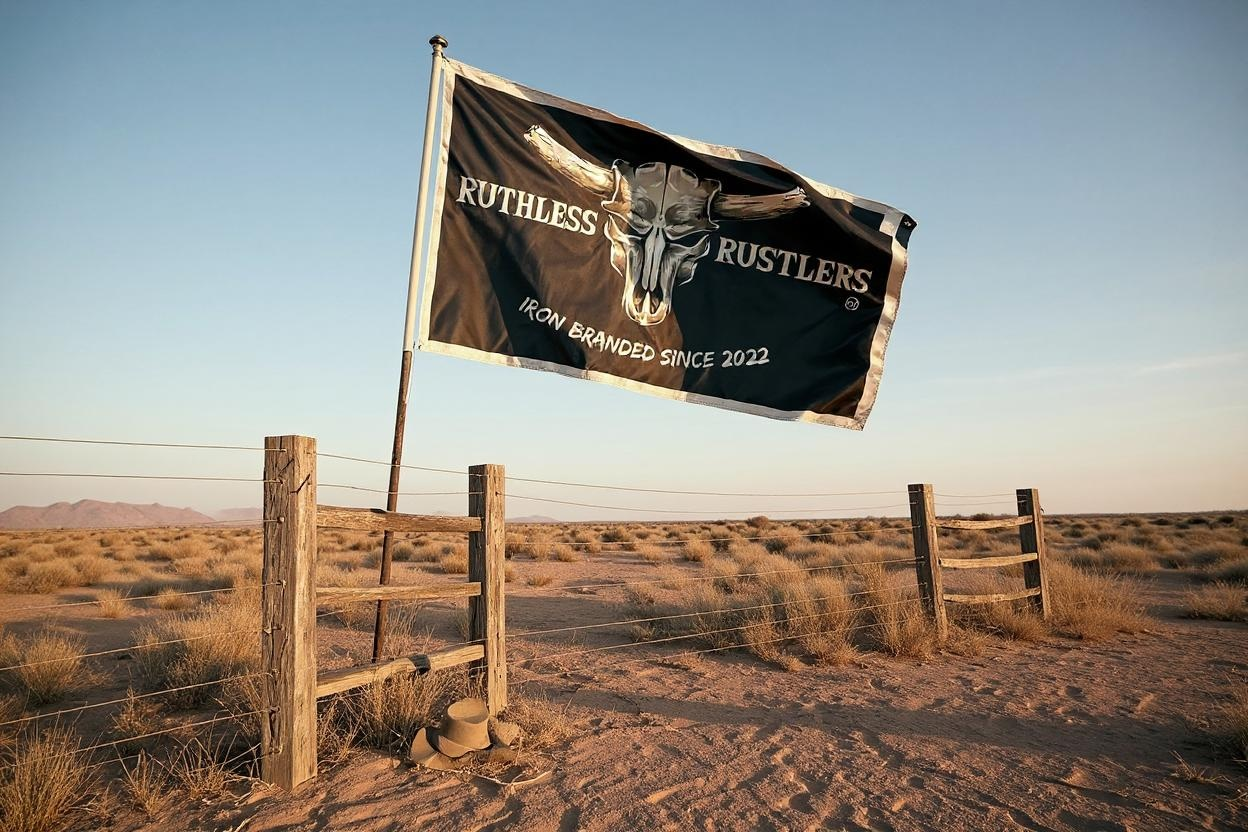 Ruthless Rustlers Iron Branded Flag