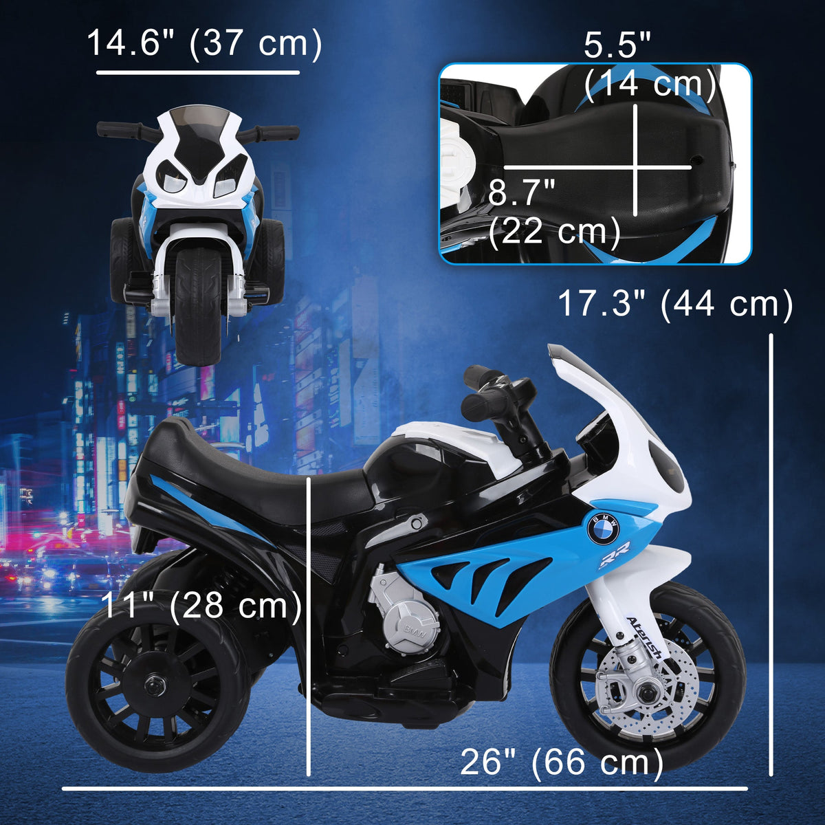 Kids Motorcycle, 6V Battery Powered Toddler Motorcycle with Headlight, Music, 3 Wheels Electric Motorcycle for Kids, Licensed BMW, Gift for Boys & Girls -Black