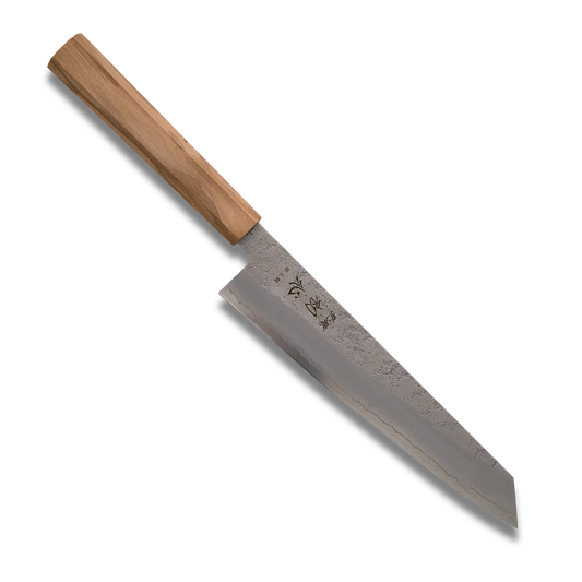 Ginrei Silver 3-Layer Nashiji Kiritsuke Gyuto Knife Olive Wood Handle