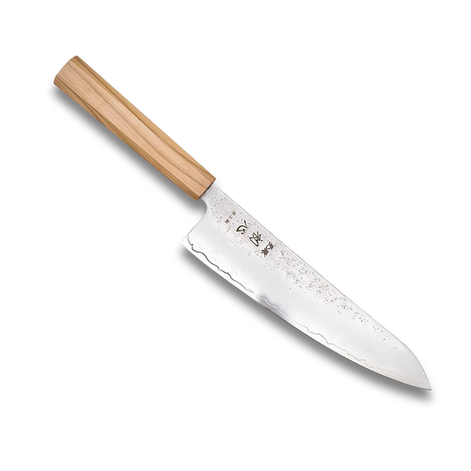 Ginrei Silver 3 Nashiji Gyuto Knife 210mm - Olive Wood Handle
