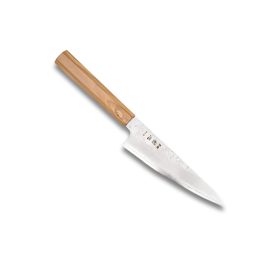Ginrei Silver 3 Nashiji Kudamono Knife 150mm - Olive Wood Handle