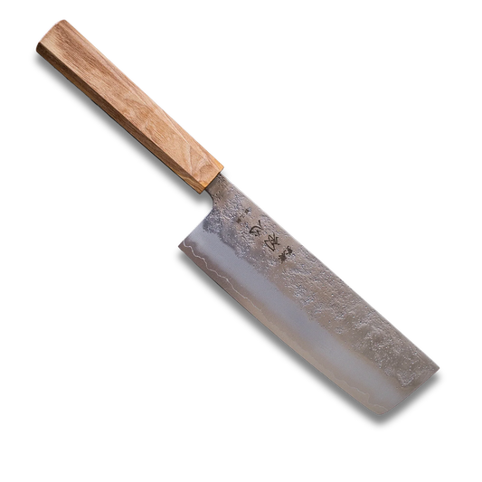 ginrei silver 3-layer nashiji nakiri knife 170mm olive wood handle