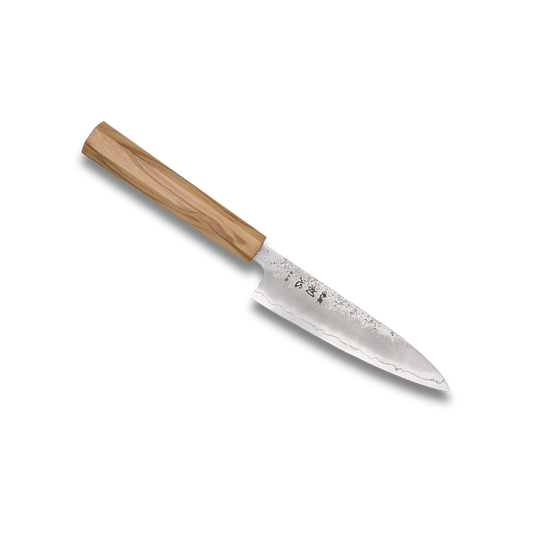 Ginrie Silver 3 Nashiji Petty Knife 130mm - Olive Wood Handle