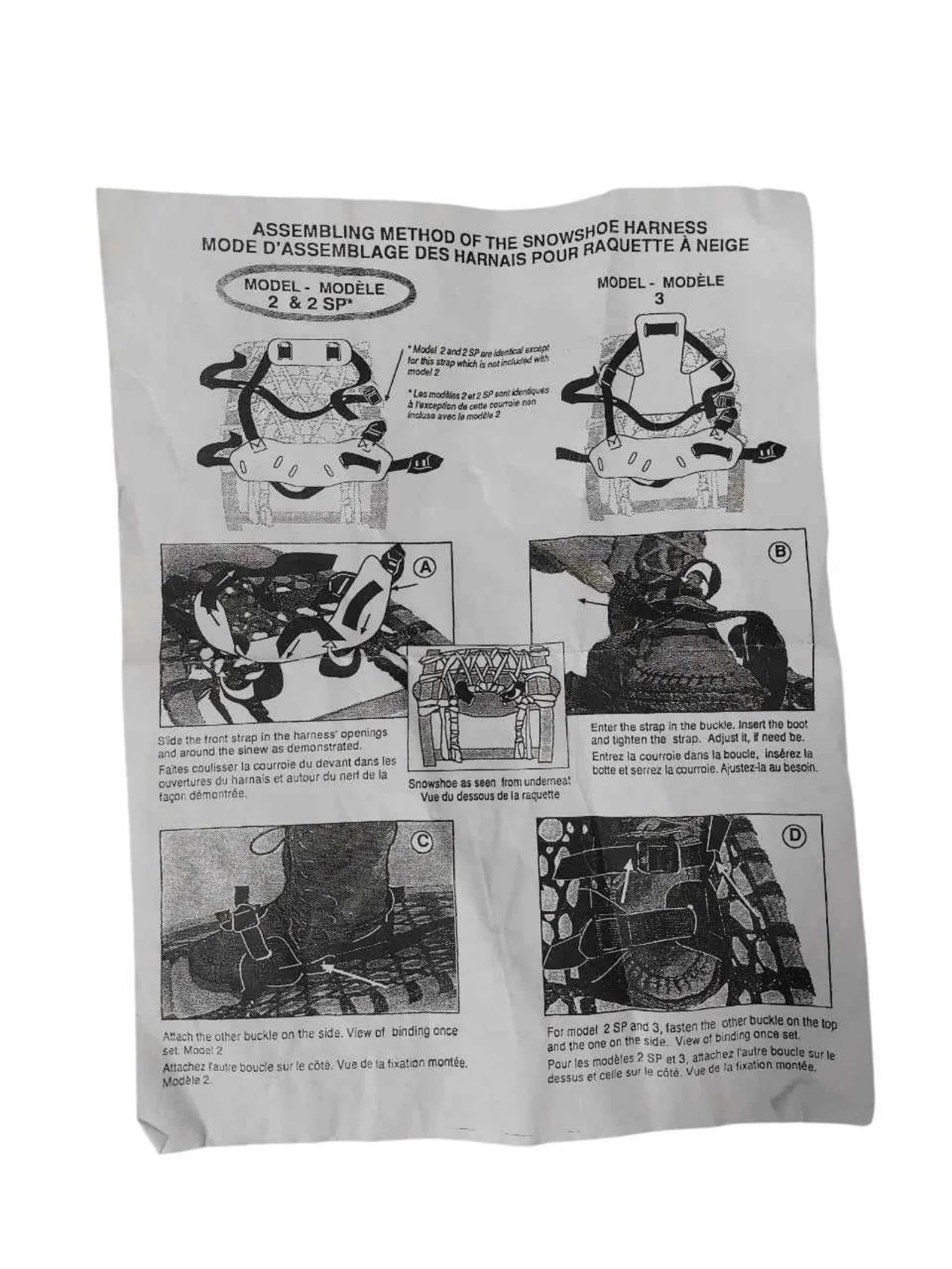 GV Snowshoes Two Piece Instep Bindings for Vintage Wooden Snowshoes