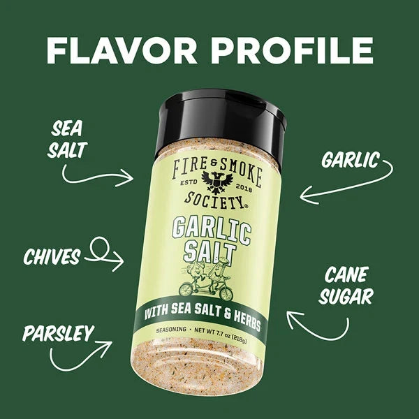 Fire & Smoke Society Garlic Salt All-Purpose Seasoning – 7.7 oz