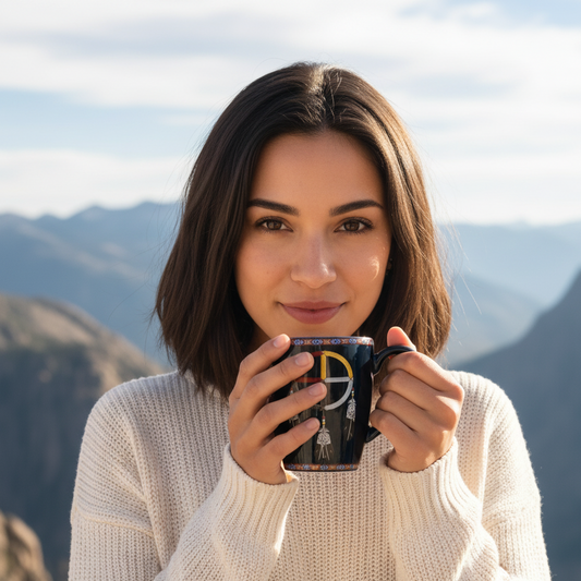 16 Oz Medicine Wheel Navy blue Ceramic Mug