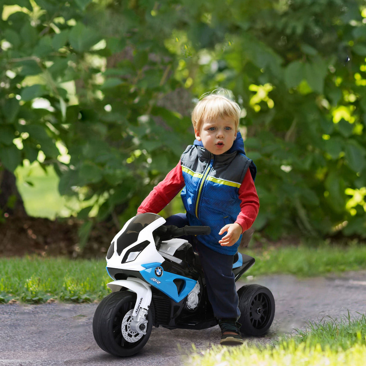 Kids Motorcycle, 6V Battery Powered Toddler Motorcycle with Headlight, Music, 3 Wheels Electric Motorcycle for Kids, Licensed BMW, Gift for Boys & Girls -Black