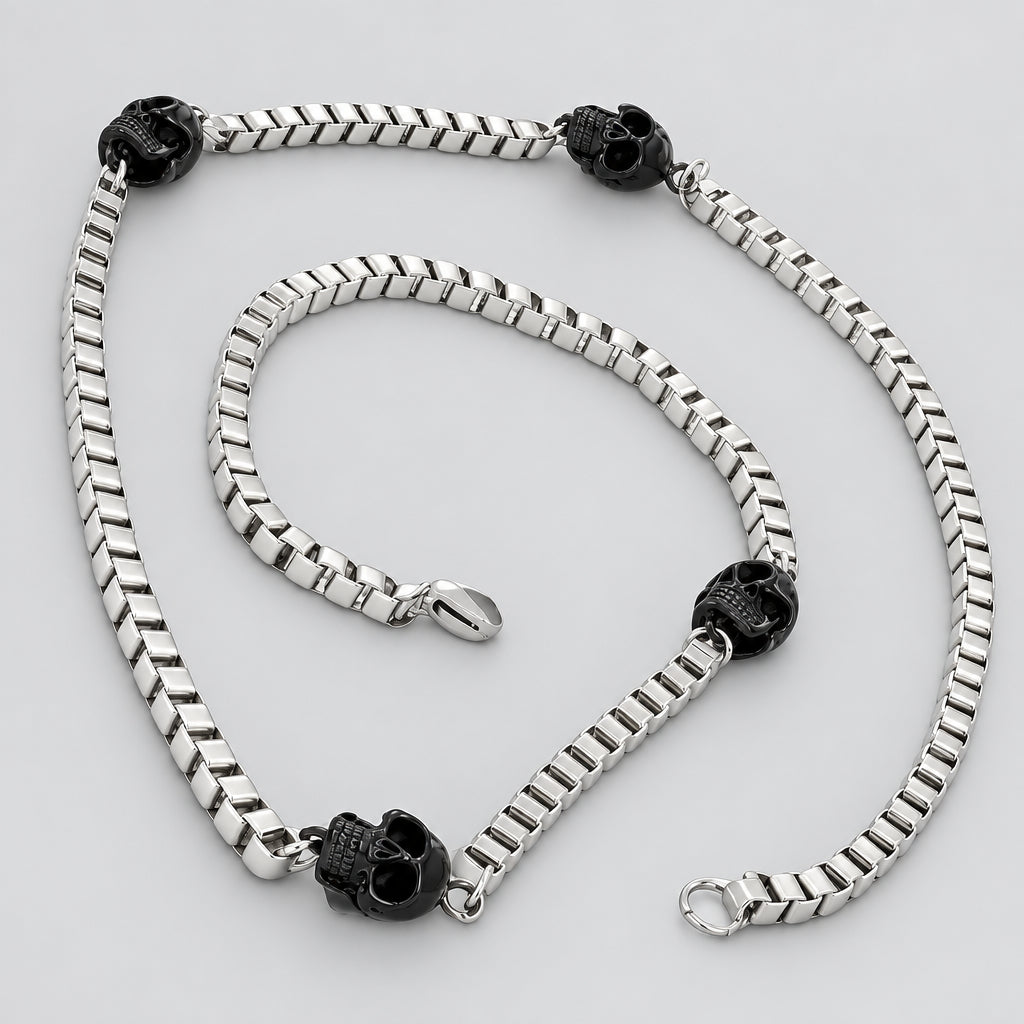 GoSteel Men's Biker Skull Chain Necklace | Stainless Steel