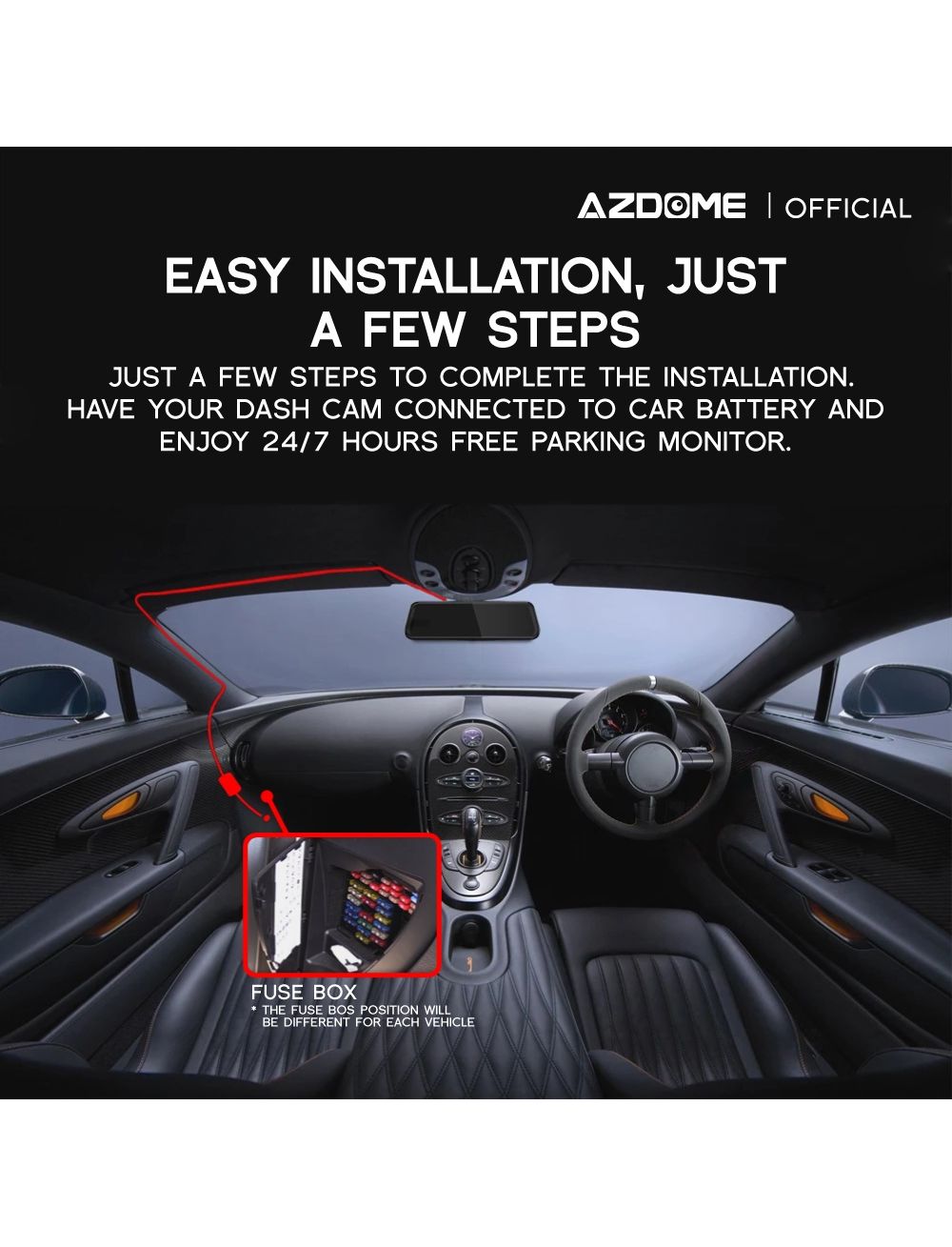 AZDOME HM03R Hardwire KIT mini USB type suport Dash Cam Models M550, GS63H, M17 , AR08, AR12, M63