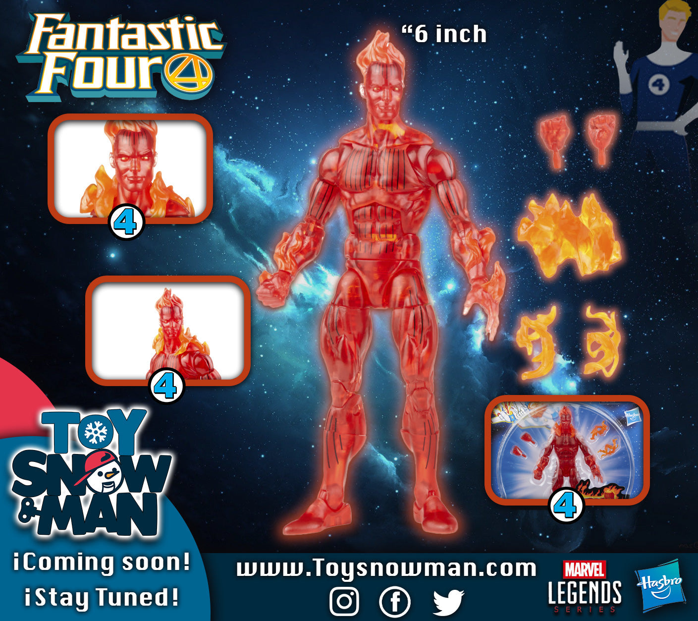 Hasbro Marvel Legends Series Retro Fantastic Four The Human Torch