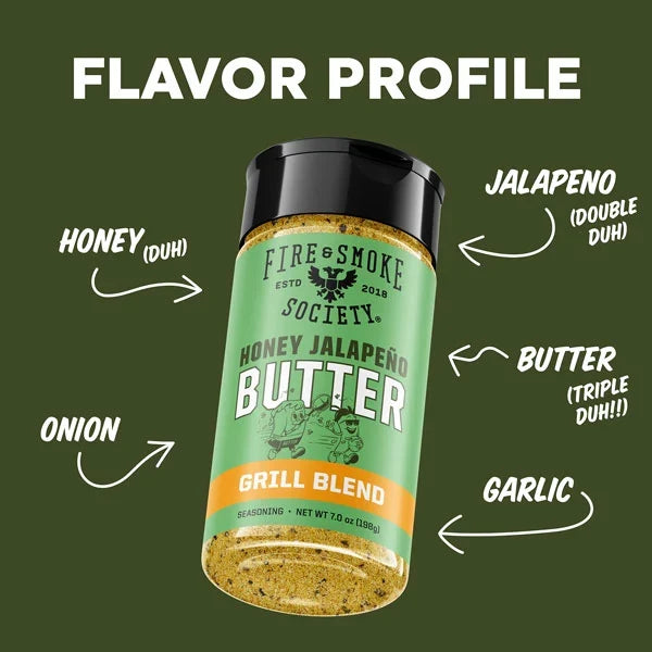 Fire & Smoke Society Honey Jalapeño Butter Seasoning – 7 oz