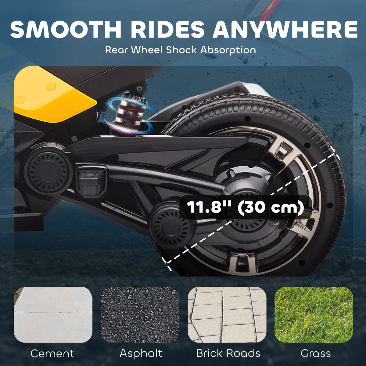 12V Kids Ride On ATV with MP3 Player, Music, Horn, 2 Speeds, LED Lights, Gift for Boys & Girls, Yellow