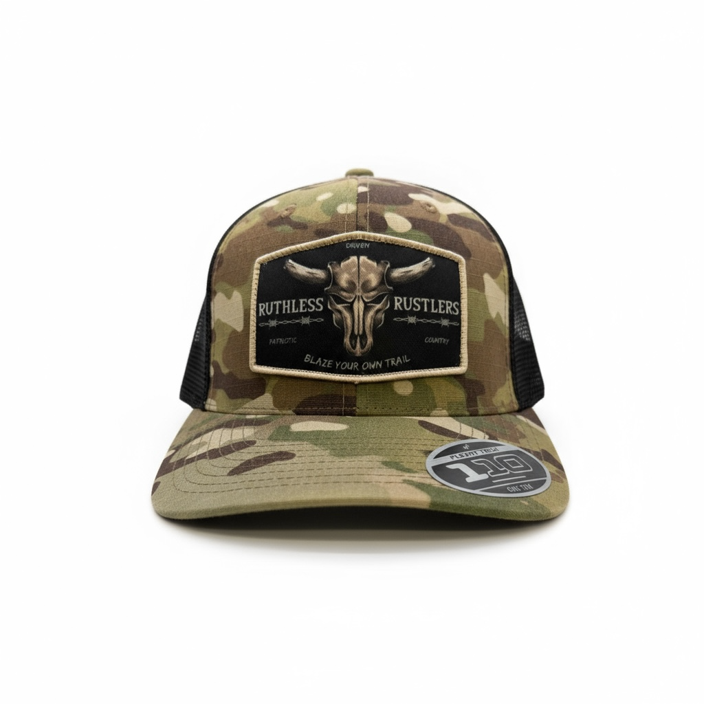 Ruthless Rustlers Barbed Wire Premium Cap | Green Camo