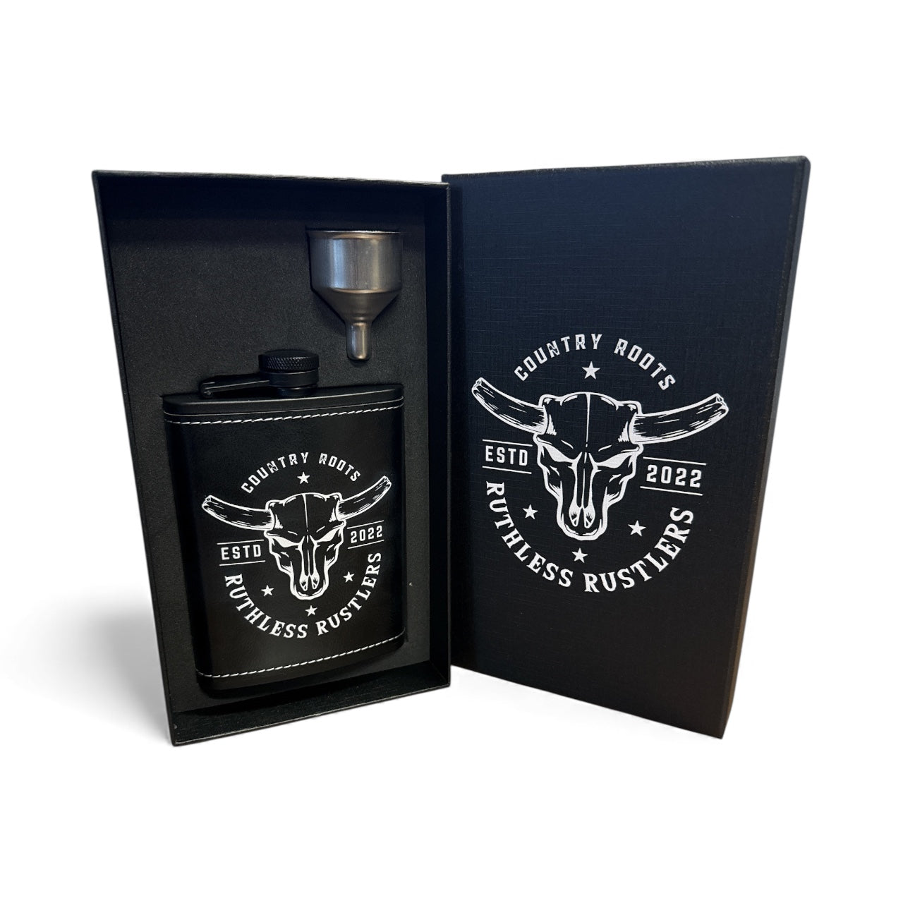 Ruthless Rustlers Country Roots Hip Flask Set | Black