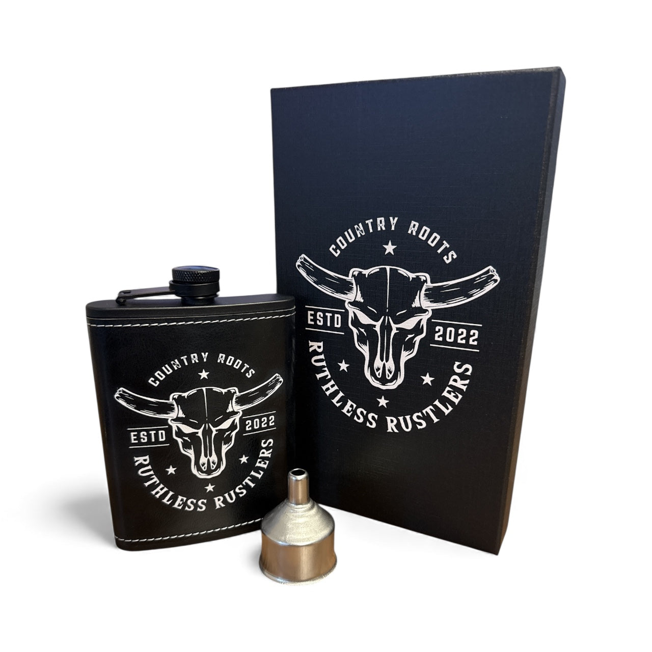 Ruthless Rustlers Country Roots Hip Flask Set | Black