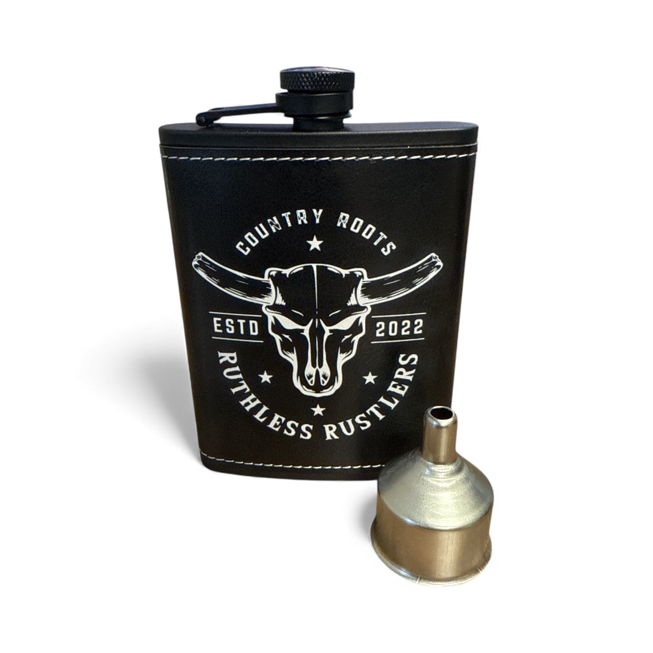 Ruthless Rustlers Country Roots Hip Flask Set | Black