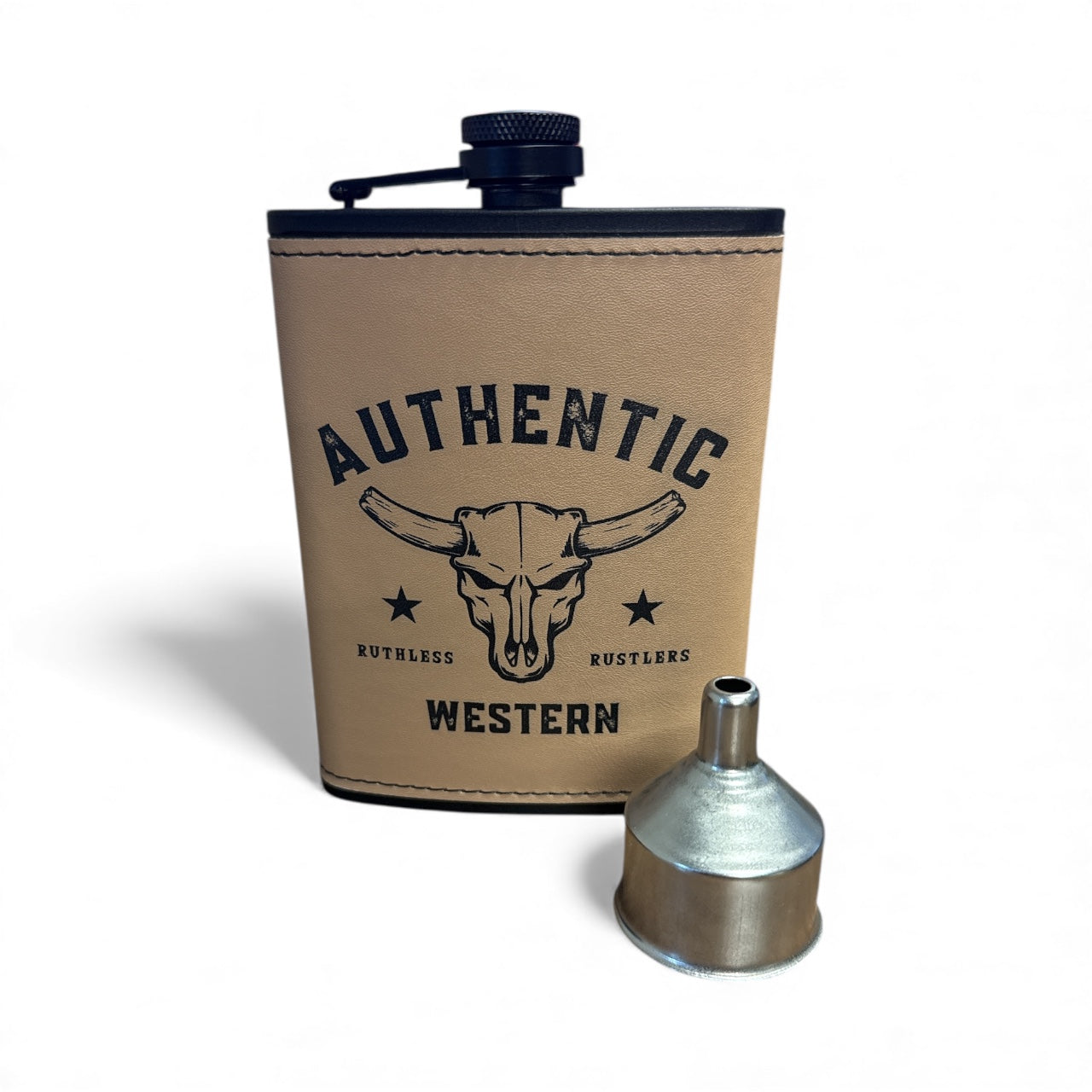 Ruthless Rustlers Authentic Hip Flask Set | Tan
