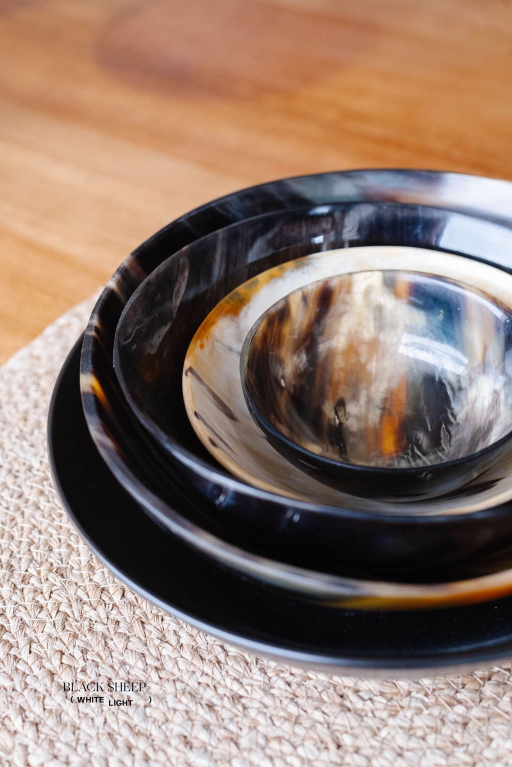 Ankole & Gyr Horn Dark Round Bowl