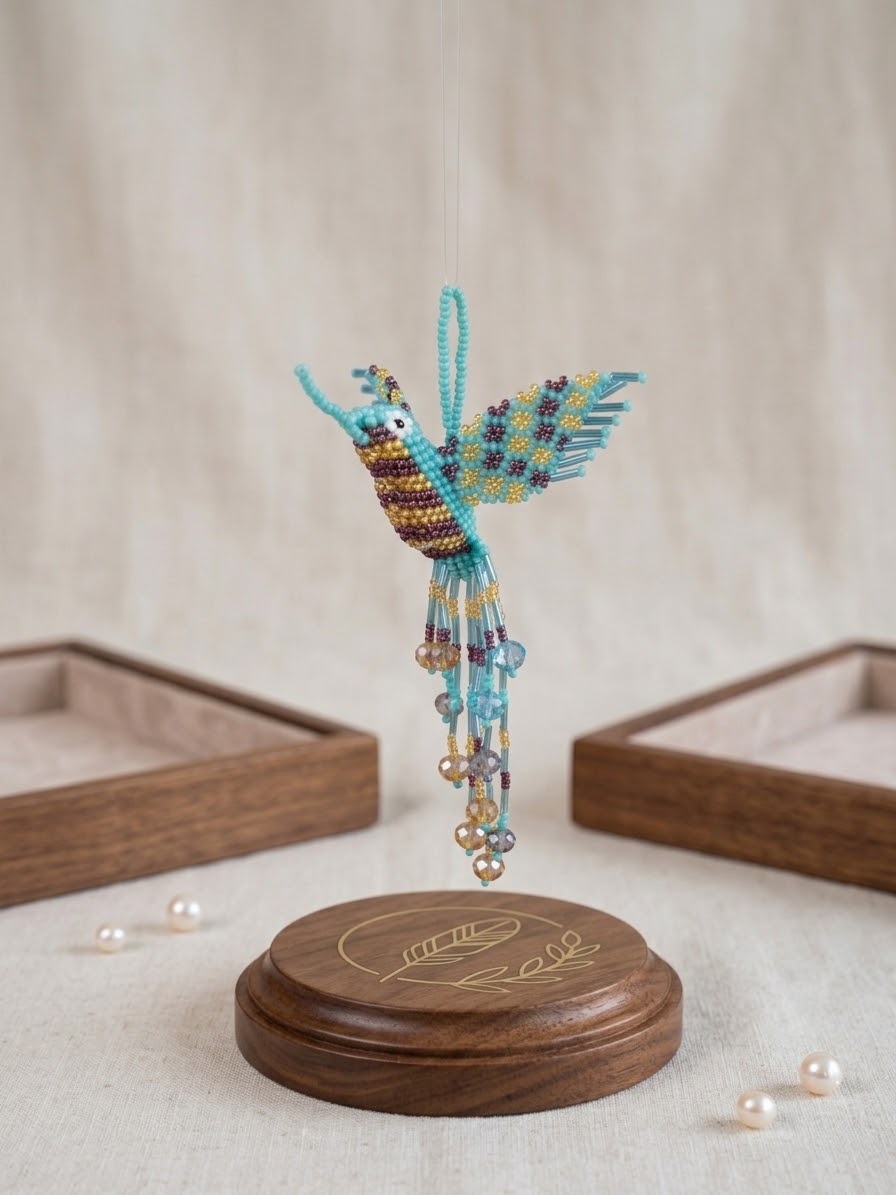 Turquoise Beaded Humming Bird