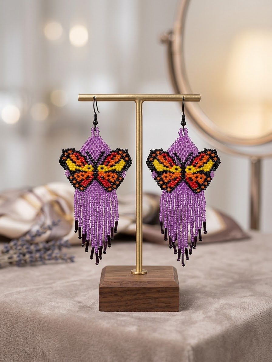Light purple Beaded Dancing Wing Earrings